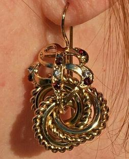 Donna Vintage Torchon Stile Antico Borbonico Dorati 14 Kt It