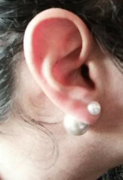 orecchini doppia perla grande grigia e piccola