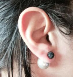 Doppia Perla Grande Grigia E Piccola Nera