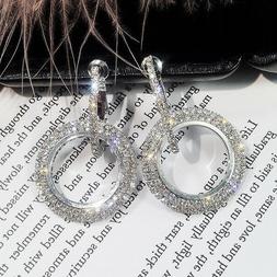 Doppio Cerchio Strass Luminosi Colore Argento Oro Rosa Lusso