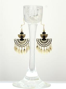 Dorato Grandi Lampadario Nero Etnico Foglio Tassel Retr&ograve; Dd