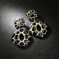 Dorato Grandi Piazza Motivo Guscio Tartaruga Smalto Nero Xx3