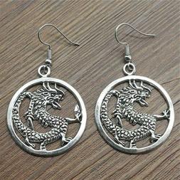 Drago Cinese Ciondolo 3.2 Cm  Argento Tibetano