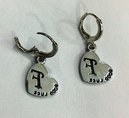 Earrings Coppia Cerchietti Color Acciaio Ciondolo Lettera F 