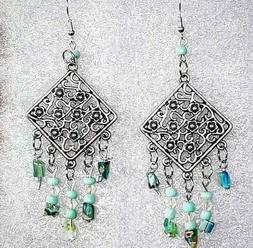 Earrings Etnici Etnic Green Pietre Handmade Vetro Simil Svar