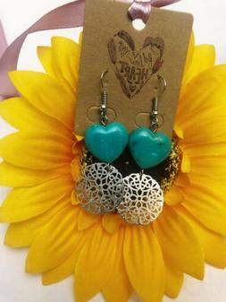 Earrings In Acciaio Con Pendente Cuore Perla In Resina E Fil