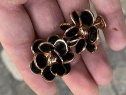 Earrings Oro Rosa Rose Gold Chantecler Petali Smalto Paillet