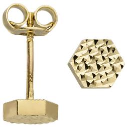 Esagonale Di 333 Oro Con Struttura Diamantato Orecchini