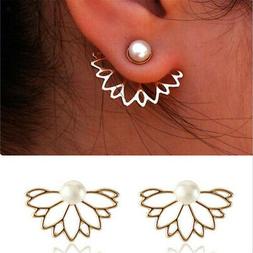 Fiore Di Loto Orecchini A Bottone D'oro