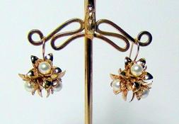 Fiore E Perle Stile Antico 1800 Gioiello Donna Dorato A 14 K