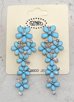 Fiori Pendenti Con Cristalli E Strass Da Donna Blu Chiaro