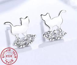 Gatto Con Cristalli Argento 925 / Silver 925 Earrings Cat Cr