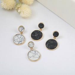 Geometrici Rotondi In Marmo Di Tendenza Da Donna Nero Bianco