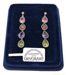 Goccia Lunga Donna Pl. Oro Bianco 18k Con Cristalli Swarovsk