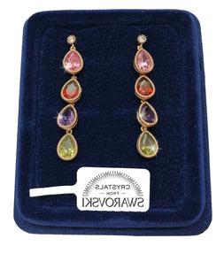 Goccia Lunga Donna Pl. Oro Giallo 18k Con Cristalli Swarovsk