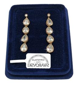 Goccia Lunga Donna Pl. Oro Giallo 18k Con Cristalli Swarovsk