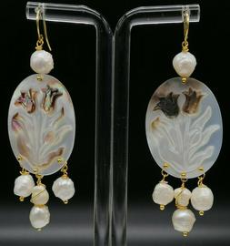 Grandi Chandelier Perle Cameo Argento 925 Fatti In Italia Pe