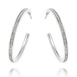 Grandi Creoli Ornata Da Cristallo By Swarovski Bianco