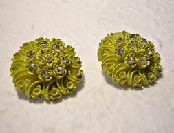 Grandi Fiori Verde Salvia In Resina Rigida E Strass Brillant