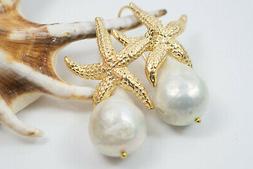 Grandi Perle Barocche Naturali Stelle Marine Argento 925 Pla