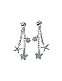 Guess In Acciaio Pendenti Con Piccole Stelle Azzurre