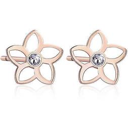 BROSWAY ,ORECCHINI "IKEBANA" MODELLO FIORE ROSE' CON SWAROVS