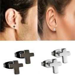 In Acciaio Con Croce Minimal Da Uomo Donna Nero Argento Punk