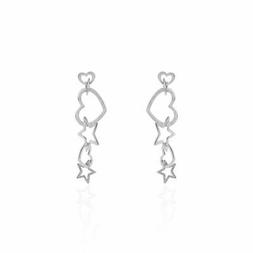 In Acciaio Pendenti Con Cuore E Stella Lucida E Glitter Stro