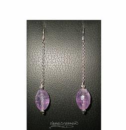 In Ametista Naturale Pendenti Con Catenella E Amo In Argento