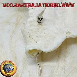 In Argento 925 &permil; A Catenina Teschio E Filo Ondulato Da 3 C