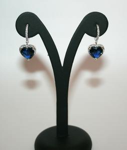 In Argento 925 A Cuore Con Pietra Blu