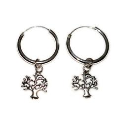 In Argento 925 Cerchio 2 X 18 Mm Con Pendente Albero Della V