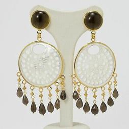 In Argento 925 Con Citrino Quarzo Fume' E Madreperla Tonda A