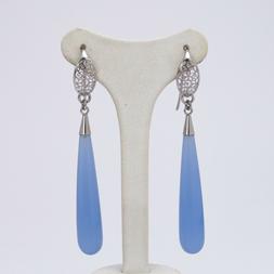 In Argento 925 Con Pendenti Di Cristallo Celeste Aght 0269 A