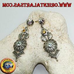 In Argento 925&permil; Con Tre Fiori In Ametista, Topazio E Acqua