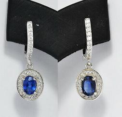 In Argento 925 Con Zaffiri Naturali E Diamanti - Silver Earr