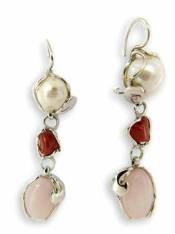 In Argento 925 Di Corallo Rosso Da Donna Con Pietre Naturali