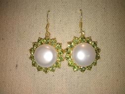 In Argento 925 Dorato Con Perle E Peridoti Naturali