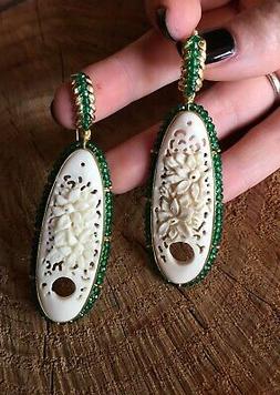 In Argento 925 Dorato Fossile Corno Earring Made In Italy