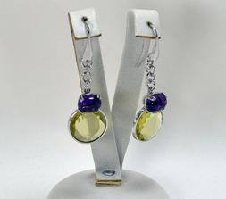 In Argento 925 Pendenti Con Quarzo Lemon E Ametista Aght 051