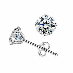 In Argento 925 Punto Luce 4mm Con Zirconi Bianchi Brillanti 