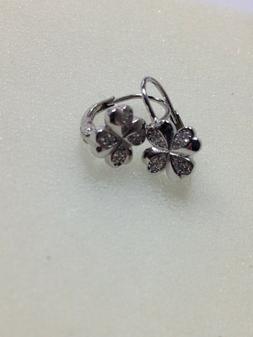 In Argento 925 Quadrifoglio Liscio/zirconi Chiusura P/molla