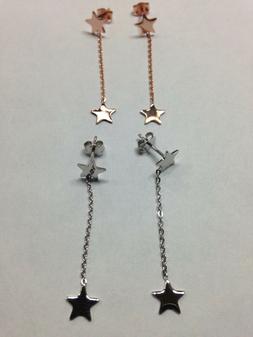 In Argento 925 Stelle Passanti Lunghi Lisci