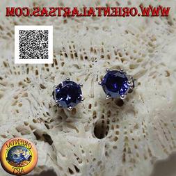 In Argento 925&permil;zaffiro Di Sintesi Tondo Incastonato Da Sei