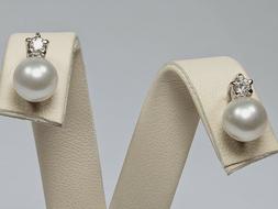 In Argento Con Perle Naturali E Zaffiri,nuovi Con Garanzia