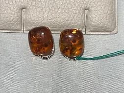 In Argento E Ambra Quadrati Senza Buco - Gioielleria Ottavia