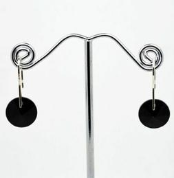 In Argento E Swarovski Pendenti Neri Rivoli Idea Regalo