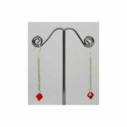 In Argento E Swarovski Pendenti Rosso Rossi Idea Regalo Gioi