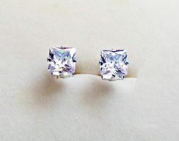 In Argento Punto Luce Quadrati Zirconi Brillanti Uomo Donna