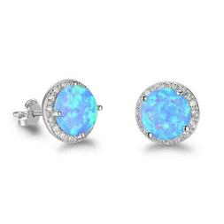 In Argento Sterling Con Perline Orecchini In Pietra Opale Bl